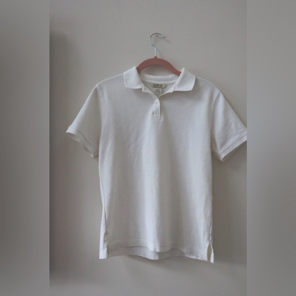 L.L.Bean white polo short sleeve shirt women’s